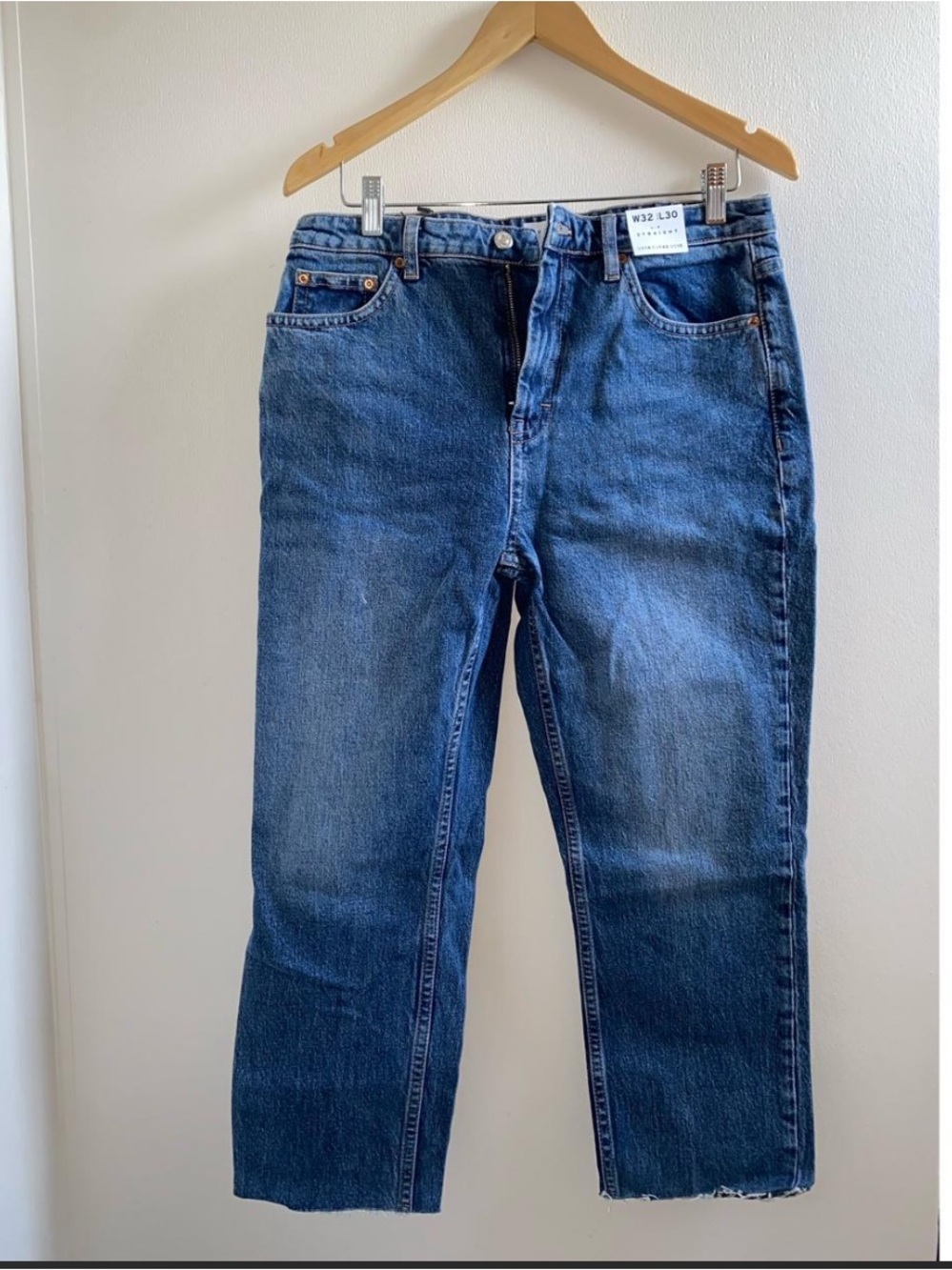 Topshop Mid Stone Cropped Straight-Leg Jeans